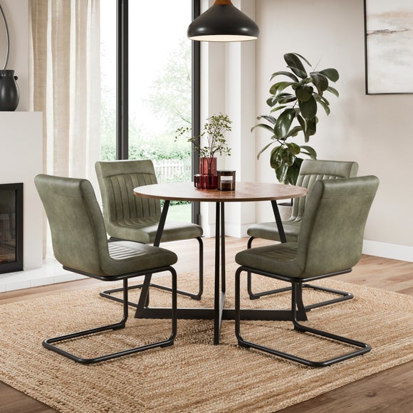 Set of 2 Felix Cantilever Dining Chairs, Faux Leather