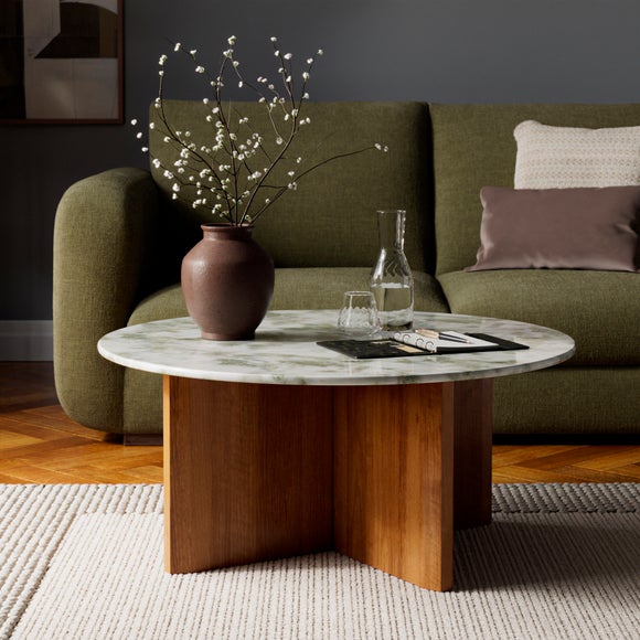 Arya Round Coffee Table Mango Wood And Real Marble Arya Round Coffee Table Mango Wood And Real Marble