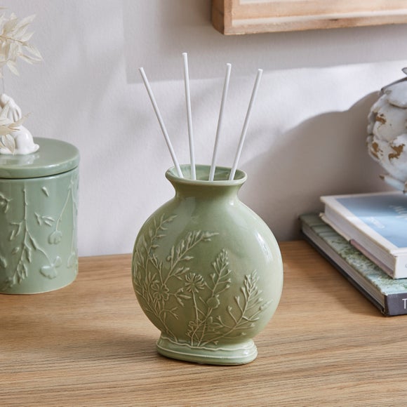 Embossed Ceramic Honeysuckle & Ivory Diffuser