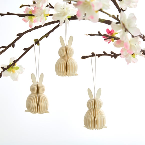 Set of 3 Bunny Honeycomb Paper Hanging Decorations