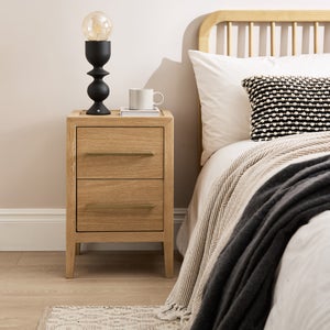 Holden 2 Drawer Bedside Table- Oak