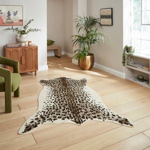 Faux Fur Leopard Print Rug