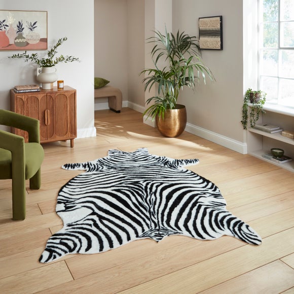 Faux Fur Zebra Print Rug | Dunelm