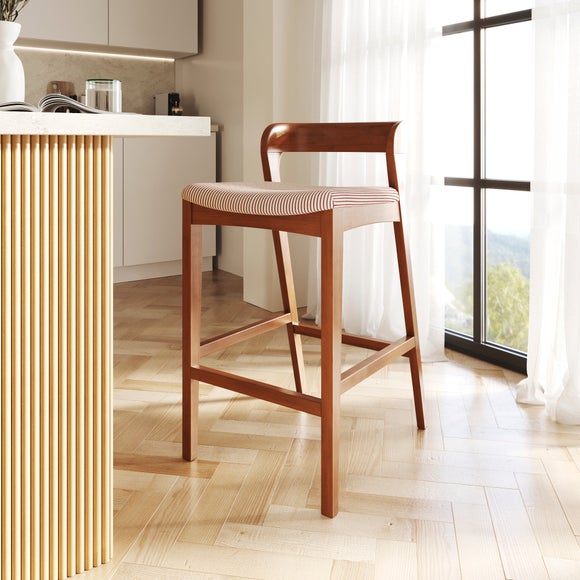 Melia Counter Height Barstool, Tiny Stripe Fabric