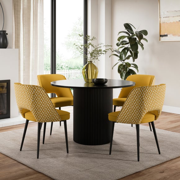 Click to view product details and reviews for Lillia Geometric Fabric Dining Chair.
