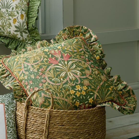 William Morris At Home Woodland Weeds Frilled Square Cushion