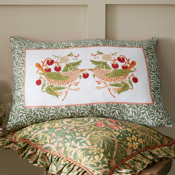 William Morris At Home Strawberry Thief Border Rectangle Cushion