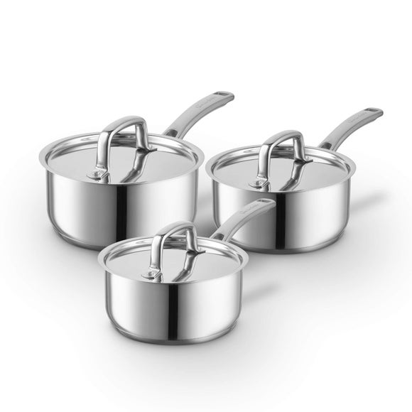 Click to view product details and reviews for Sur La Table 3 Piece Saucepan Set. Click to view product details and reviews for Sur La Table 3 Piece Saucepan Set.