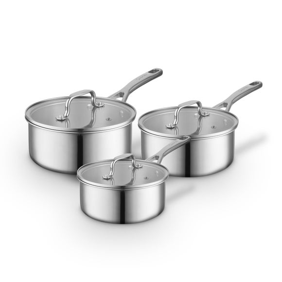 Click to view product details and reviews for Sur La Table Triply 3 Piece Saucepan Set.