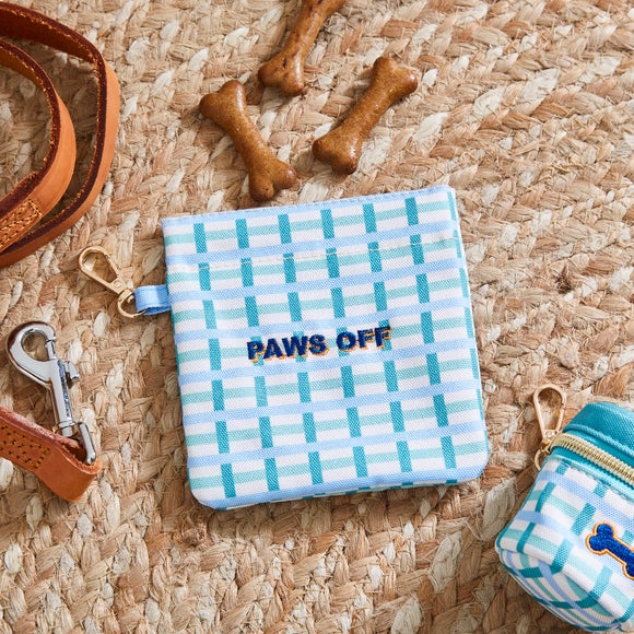 Blue Checked Dog Treat Bag