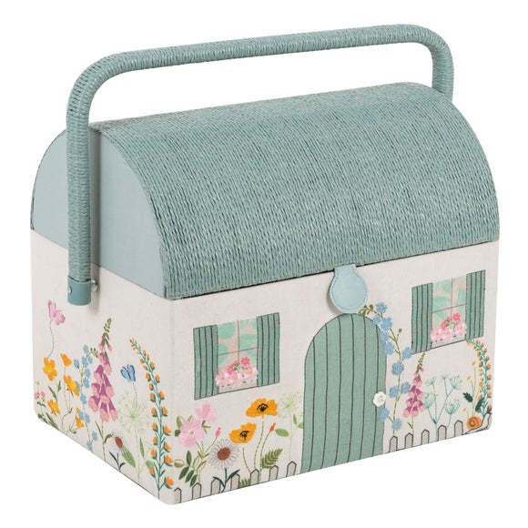 Hobby Gift Embroidered Country Cottage Sewing Box