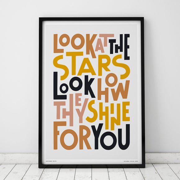 Sketchbook Design Look At The Stars Framed Print