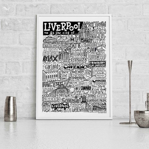 Sketchbook Design Liverpool Landmarks Framed Print