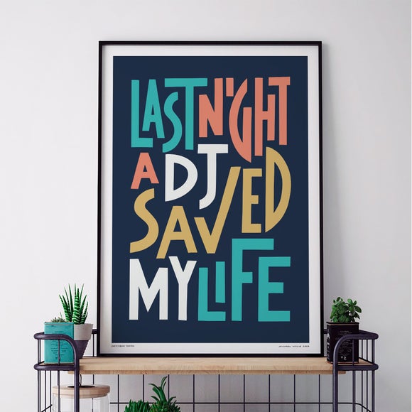 Sketchbook Design Last Night a DJ Saved My Life Framed Print