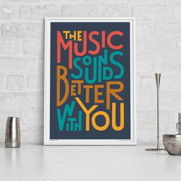 Sketchbook Design The Music Sounds Better With You Framed Print
