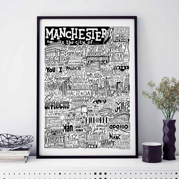 Sketchbook Design Manchester Landmarks Framed Print