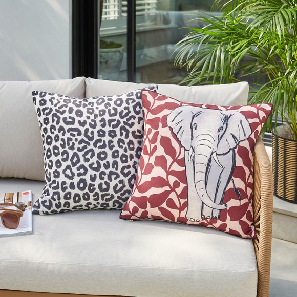 Set of 2 Elephant & Animal Print Outdoor Cushion Covers