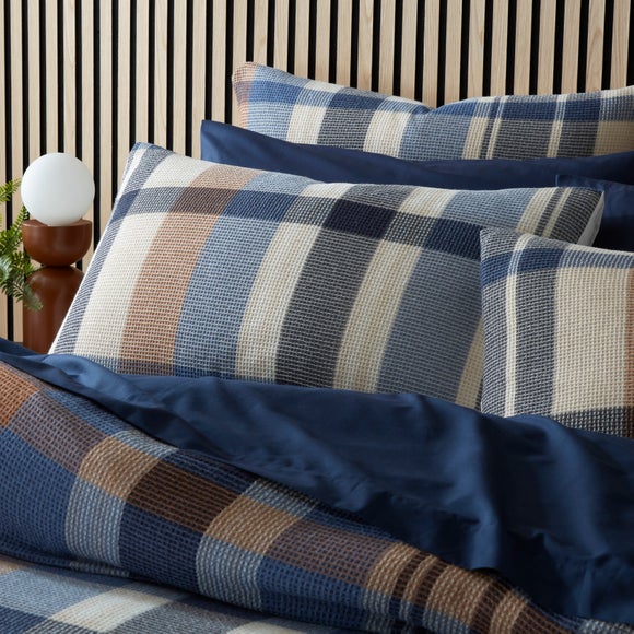Molton Waffle Check Polycotton Standard Pillowcase Pair