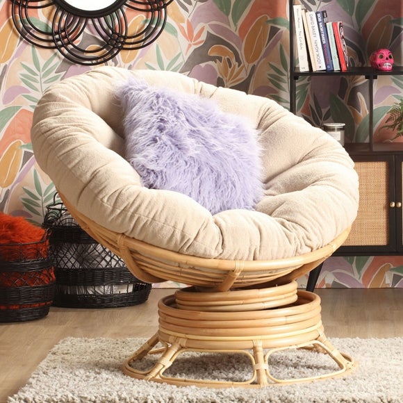 View Desser Papasan Rattan Rocking Chair With Boucle Cushion View Desser Papasan Rattan Rocking Chair With Boucle Cushion