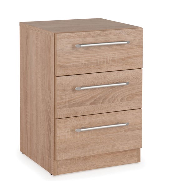 Return - Holborn 3 Drawer Bedside Table, Light Wood