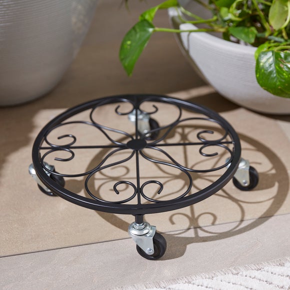 Floral Plant Pot Stand with Wheels