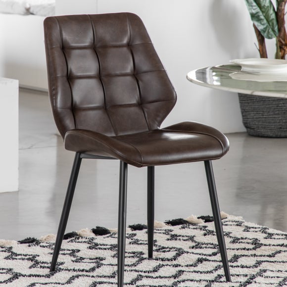 View Return - Set Of 2 Mesa Faux Leather Dining Chairs- Brown View Return - Set Of 2 Mesa Faux Leather Dining Chairs- Brown