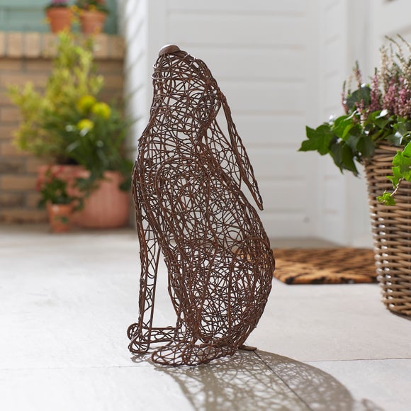 Metal Rattan Rabbit Garden Decor