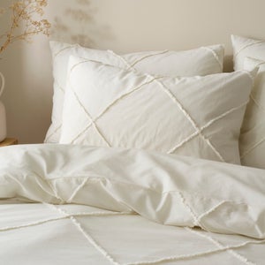 Lotus Tufted 100 Cotton Duvet Cover & Pillowcase Set