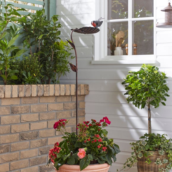 Robin Bird Bath Stake