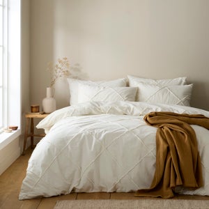 Lotus Tufted 100 Cotton Duvet Cover & Pillowcase Set