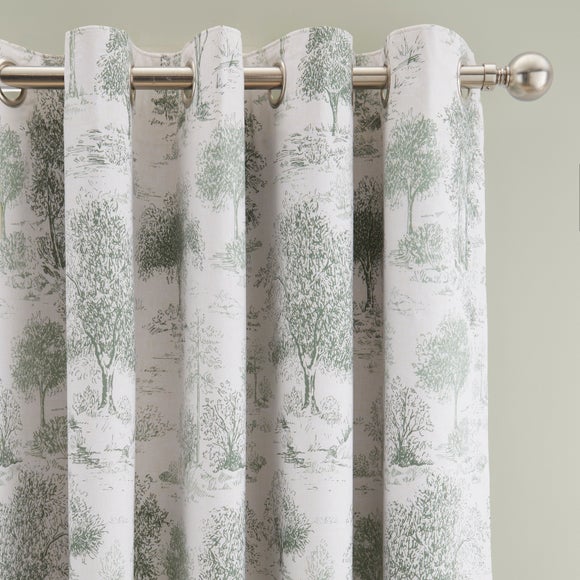 Toile Trees Polycotton Blackout Eyelet Curtains