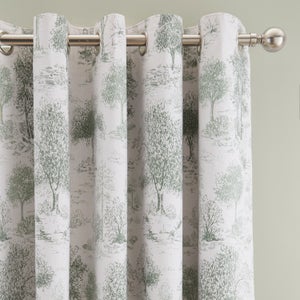 Toile Trees Polycotton Blackout Eyelet Curtains