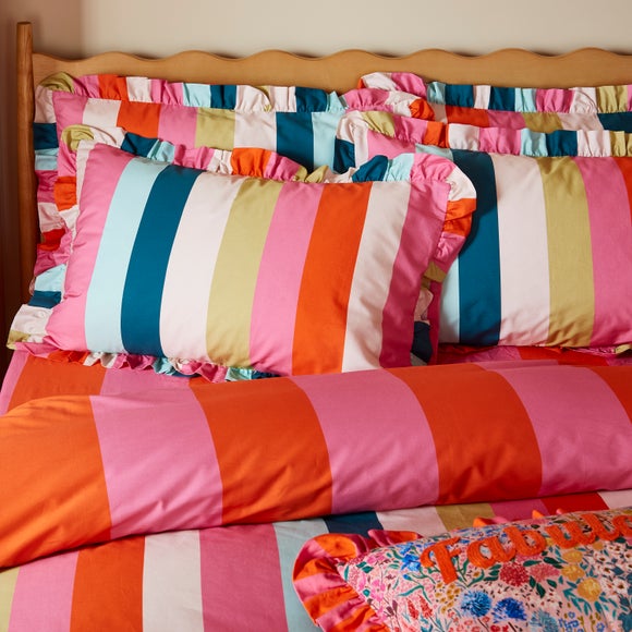 Sophie Robinson Sunset Stripe 100% Cotton Standard Pillowcase Pair