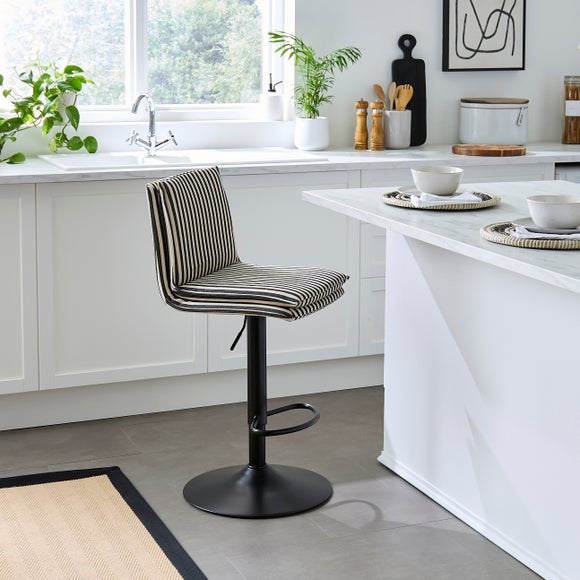 Clancy Adjustable Height Bar Stool, Striped Fabric