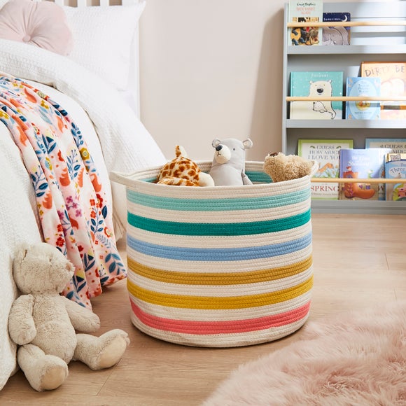 Rainbow Stripe Rope Storage Basket