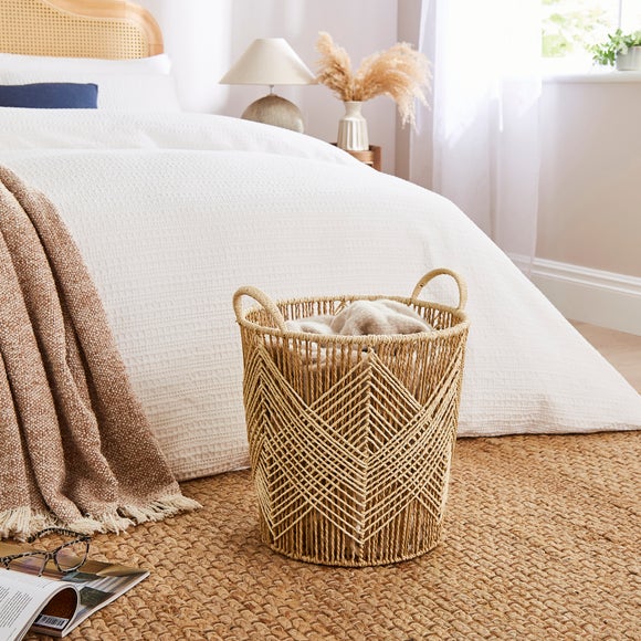 View Coastal Woven Diamond Storage Basket View Coastal Woven Diamond Storage Basket