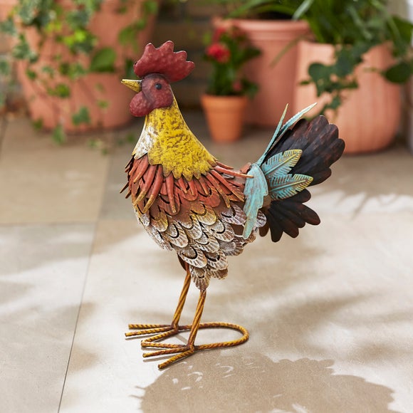 View Metal Rooster Garden Decor View Metal Rooster Garden Decor