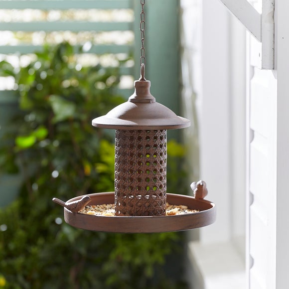 Rust Effect Hanging Bird Feeder