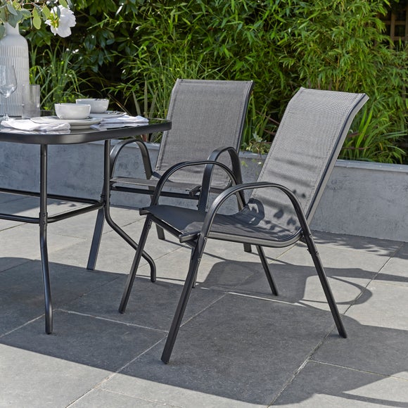 Click to view product details and reviews for Pack Of 2 Textilene Stacking Garden Chairs.