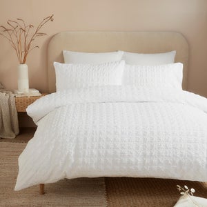 Serene Embossed Grid Duvet Cover & Pillowcase Set
