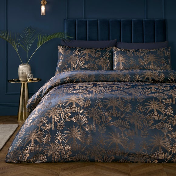 Soiree Midnight Palm Duvet Cover & Pillowcase Set