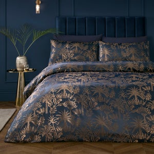 Soiree Midnight Palm Duvet Cover & Pillowcase Set
