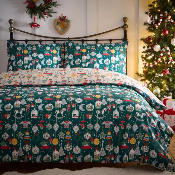 Fusion Christmas Ornaments Polycotton Duvet Cover & Pillowcase Set