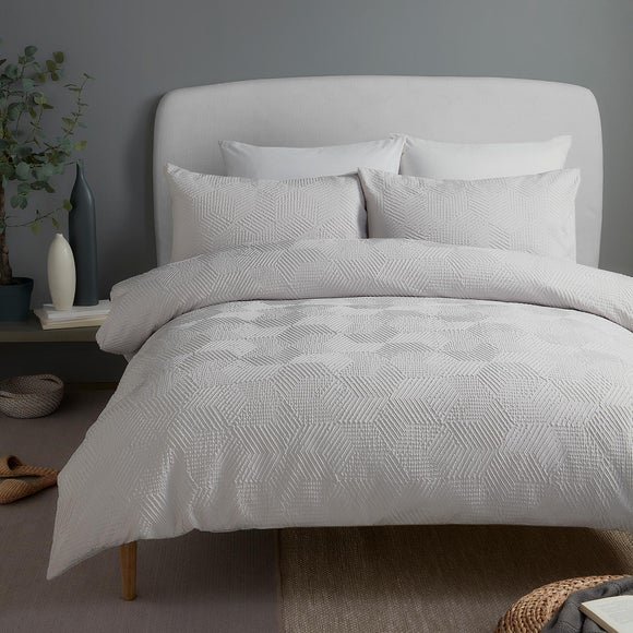 View Serene Embossed Geo Duvet Cover & Pillowcase Set View Serene Embossed Geo Duvet Cover & Pillowcase Set
