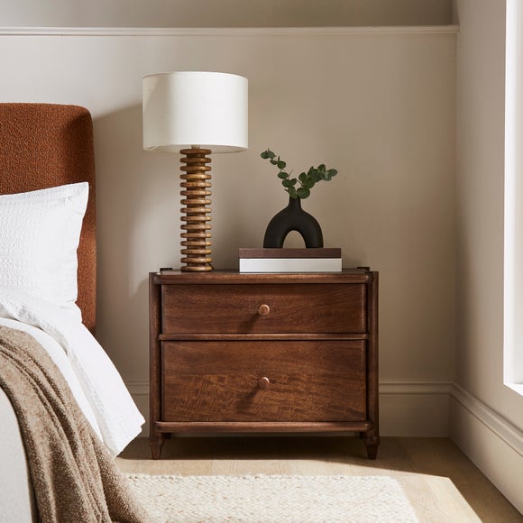 Elma 2 Drawer Bedside Table, Mango Wood