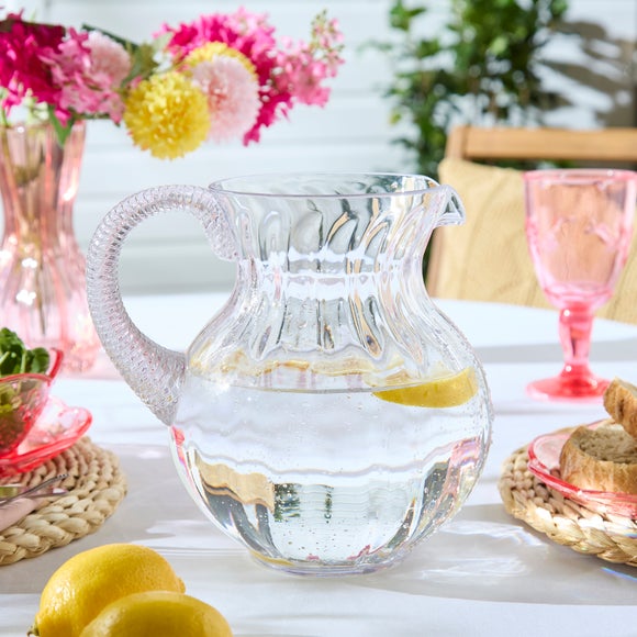 Embossed Flower Clear Plastic Pitcher Jug