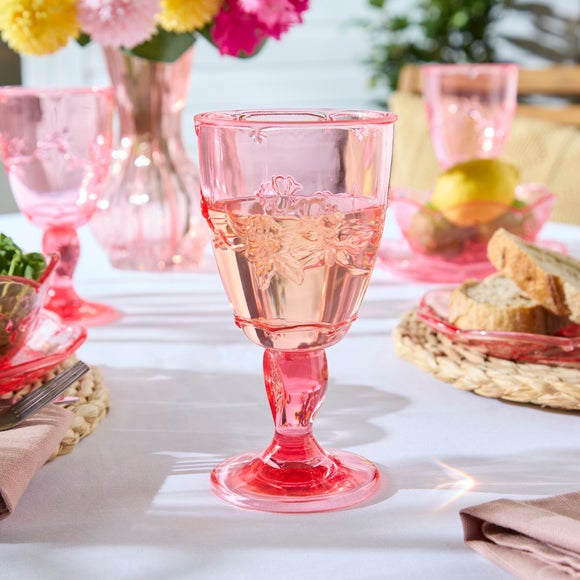 Spring Garden Flower Pink Plastic Wine Glass