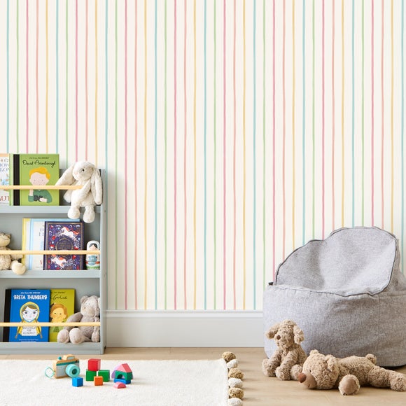 Rainbow Pinstripe Wallpaper