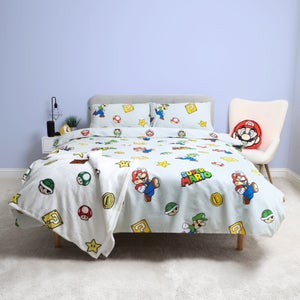 Super Mario Character Grey Duvet Cover & Pillowcase Set