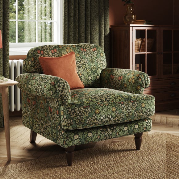 Jolene William Morris Blackthorn Print Velvet Snuggle Chair